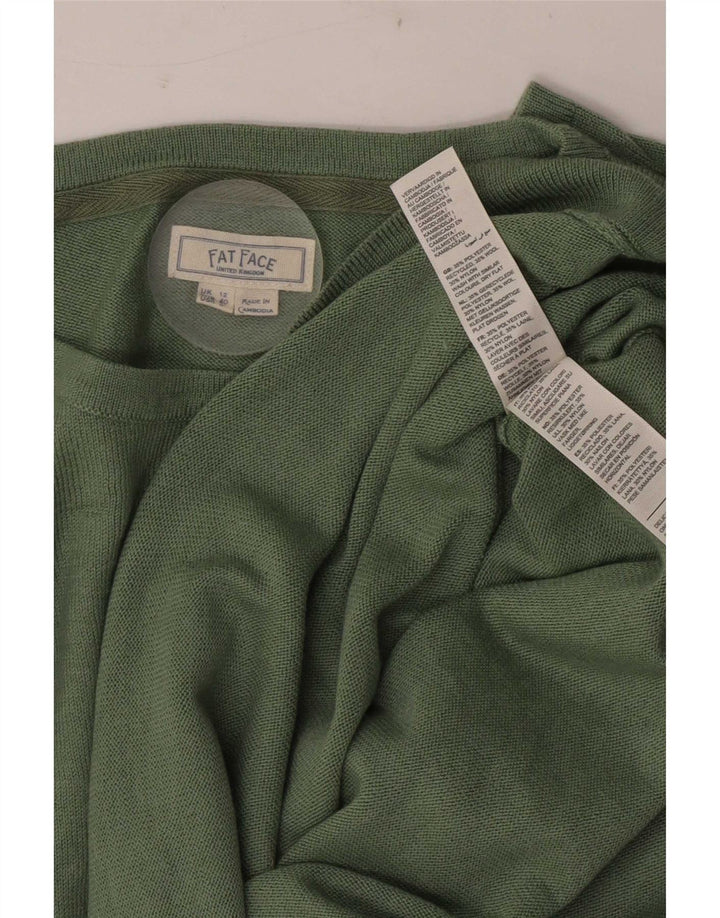 Camisola de ligação em ponte com pescoço de barco para mulheres gordas poliéster verde médio Reino Unido 12