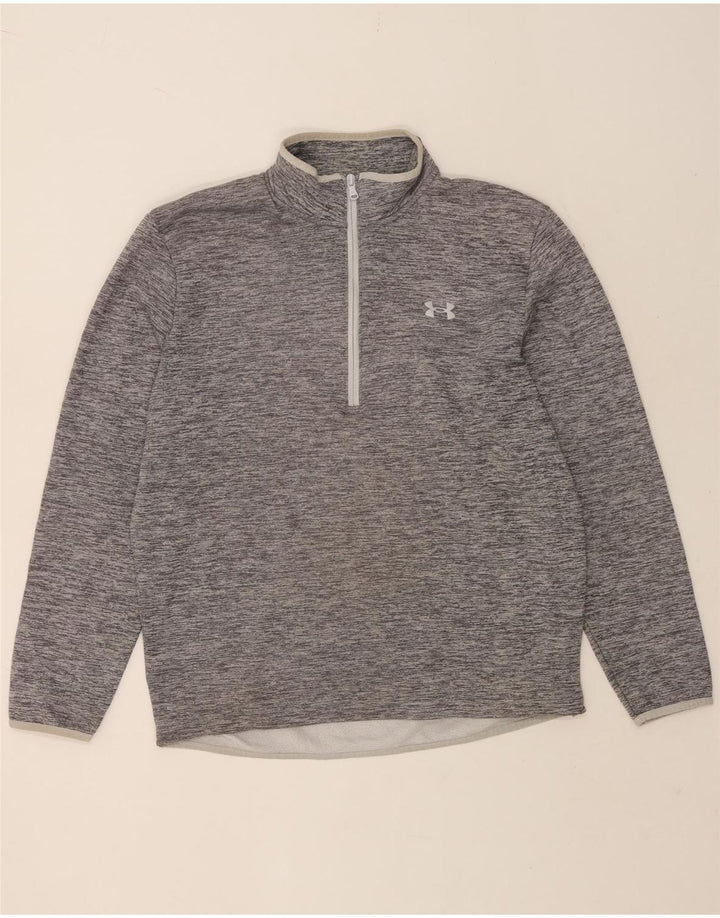 Suéter masculino Under Armour com zíper e gola em poliéster manchado cinza médio