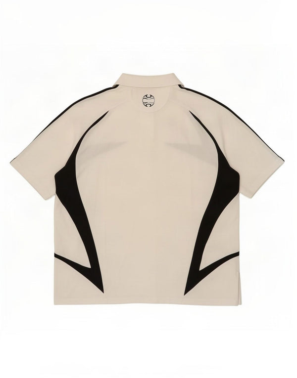 Adidas Mens Graphic Polo Shirt UK 48/50 XL Branco Colourblock Algodão