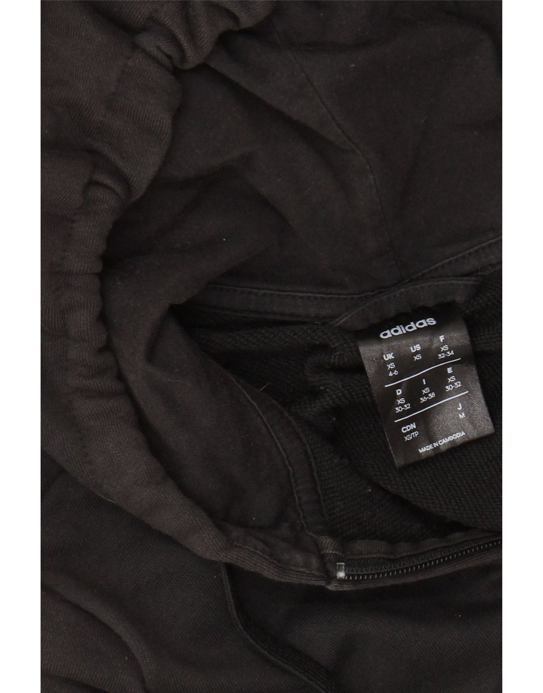 ADIDAS Suéter feminino com capuz e zíper gráfico UK 4/6 XS Preto