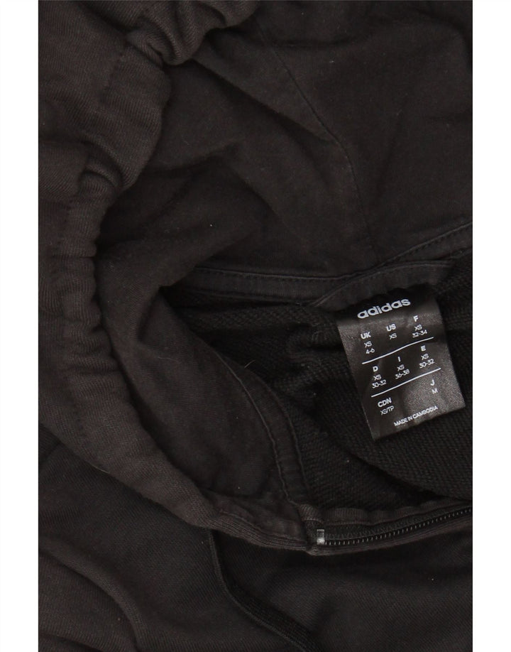 ADIDAS Suéter feminino com capuz e zíper gráfico UK 4/6 XS Preto