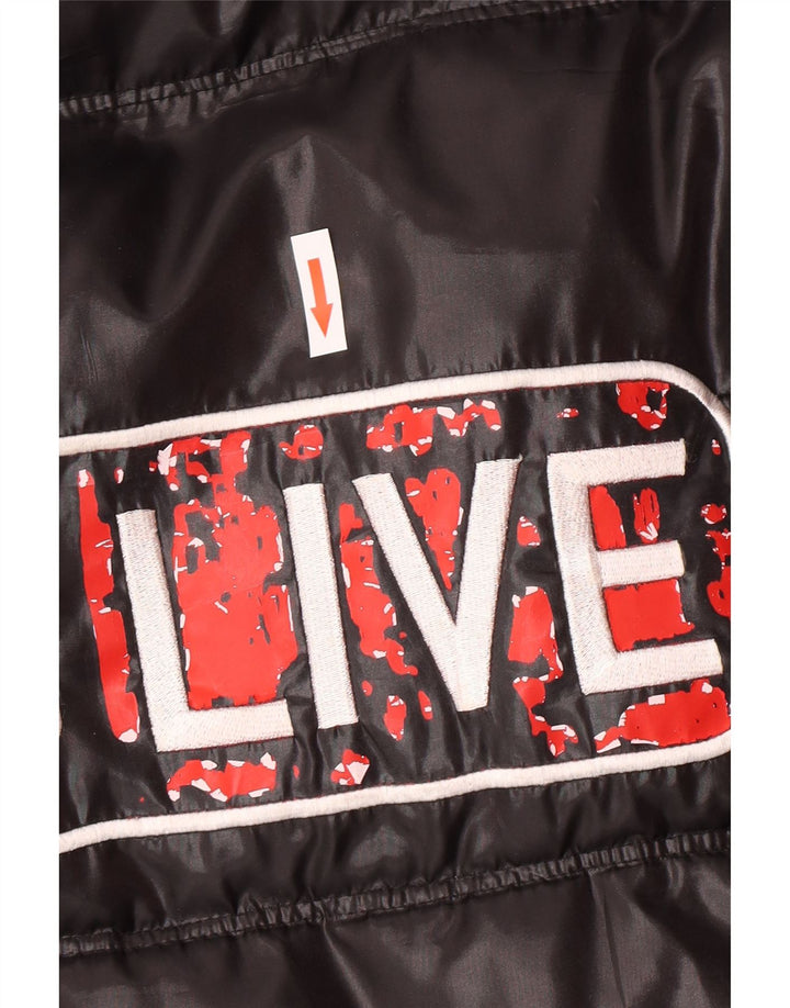 Jaqueta masculina Bomboogie Graphic Graphic acolchoada Reino Unido 42 XL poliéster preto