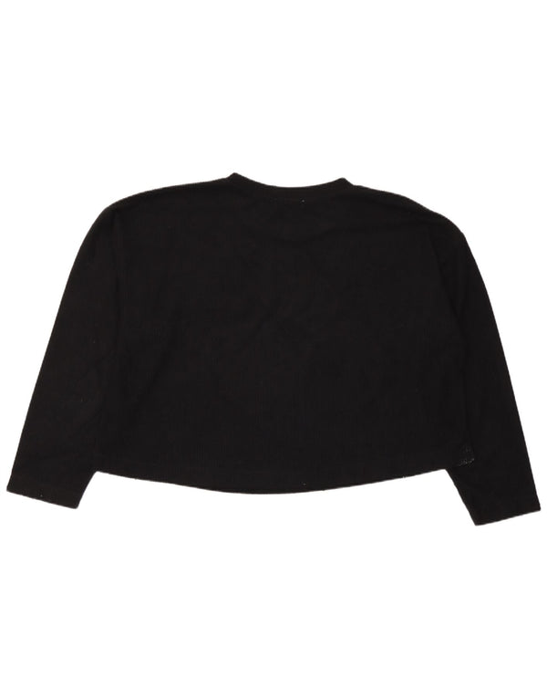 Zara Womens Trafaluc Crop Oversized Top Manga Longa Reino Unido 10 Pequeno Preto