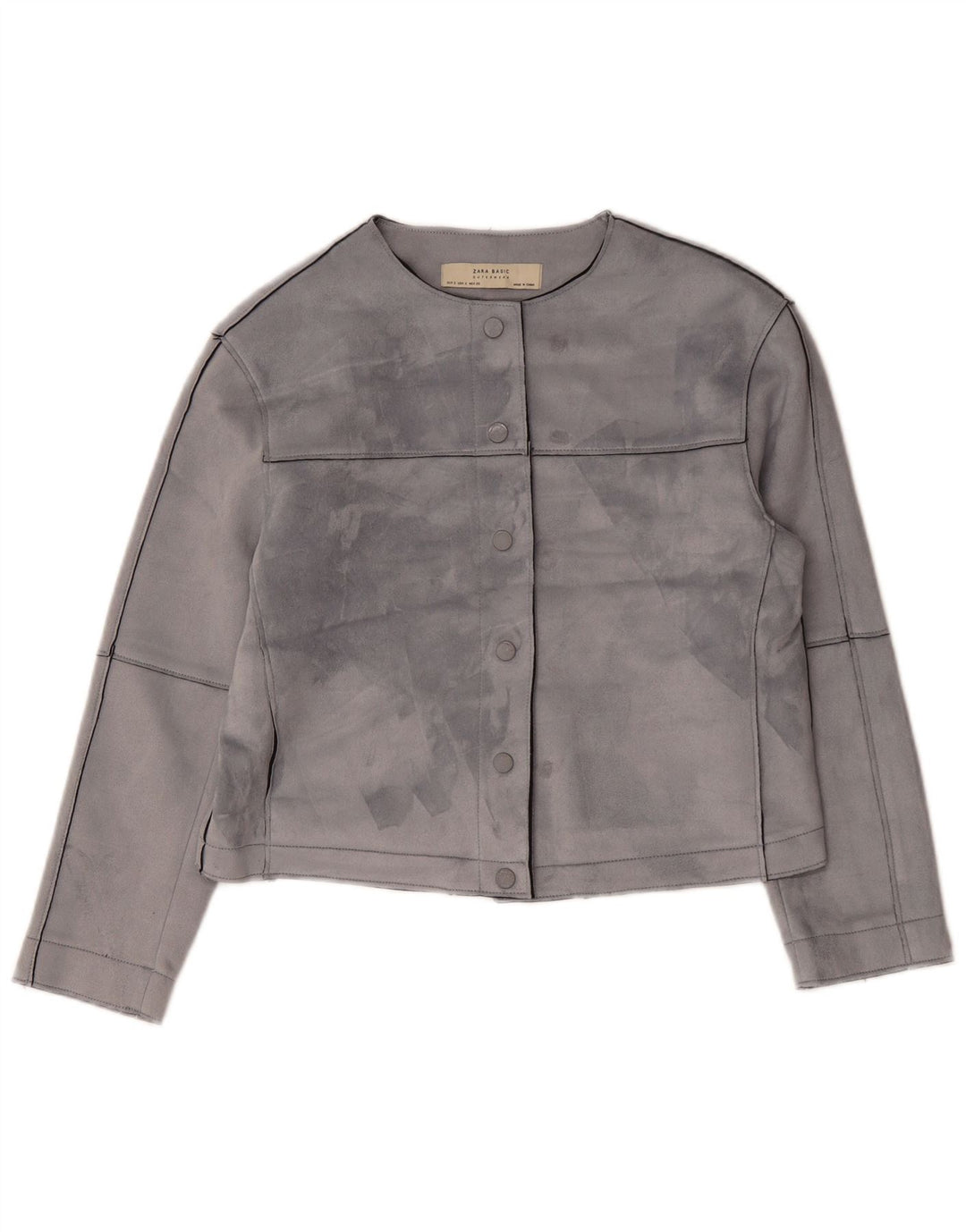 ZARA Womens Crop Bomber Jacket UK 10 Pequeno Poliéster Cinza
