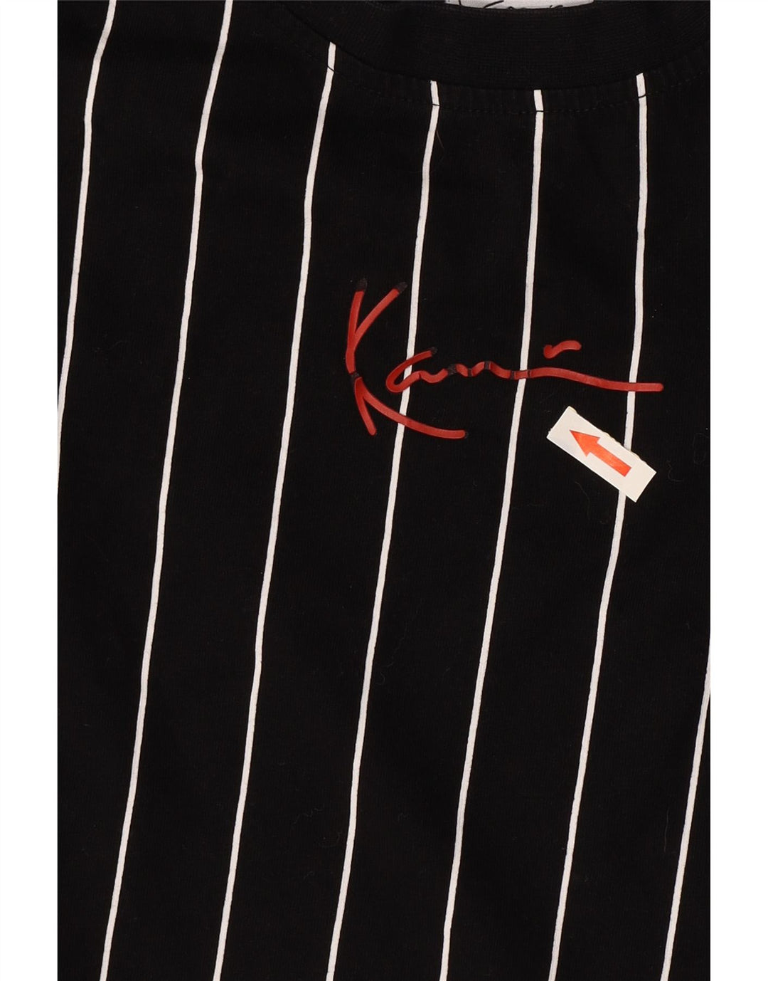 Camiseta masculina Karl Kani top pequeno algodão listrado preto