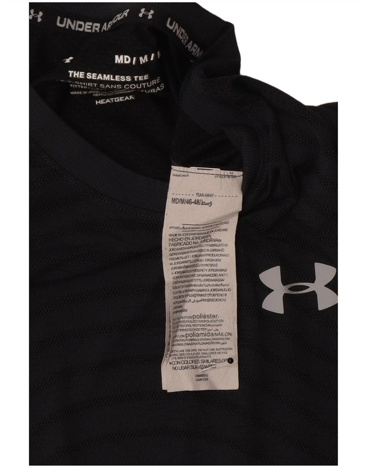 Camiseta masculina Under Armour Heat Gear Top poliéster listrado cinza médio