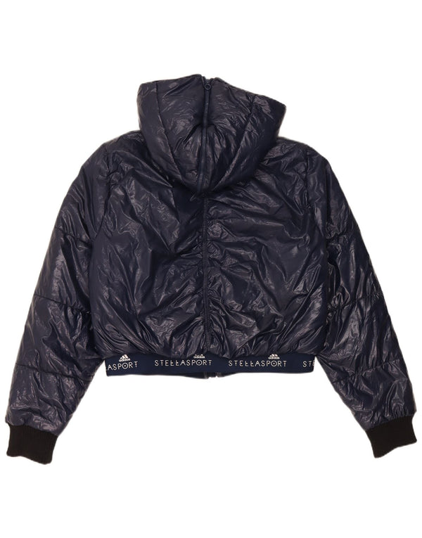 Adidas Mulher Stella McCartney Crop Padded Jacket Reino Unido 16/18 Grande Azul Marinho