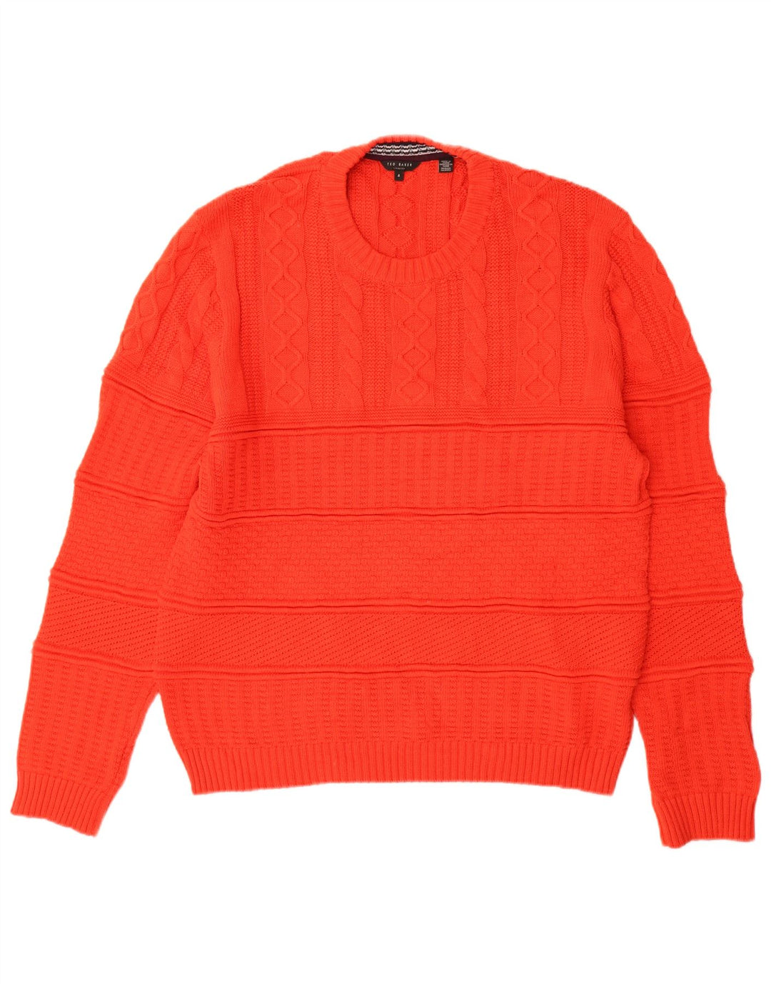 Suéter masculino Ted Baker com gola redonda tamanho 4 grande algodão vermelho