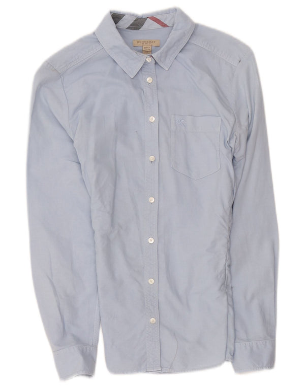 Burberry Womens BRIT Shirt UK 4 XS Azul Algodão