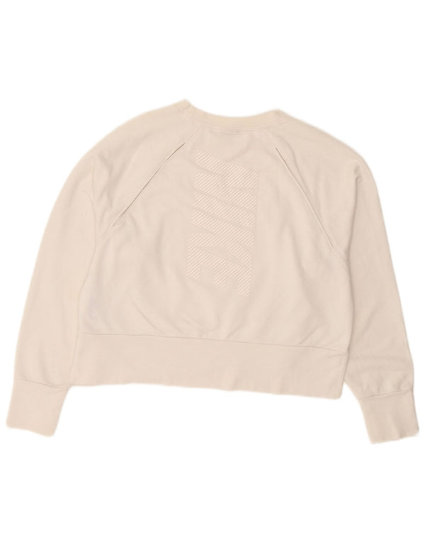 Nike Womens Crop Sweatshirt Jumper UK 14 Médio Branco Poliéster