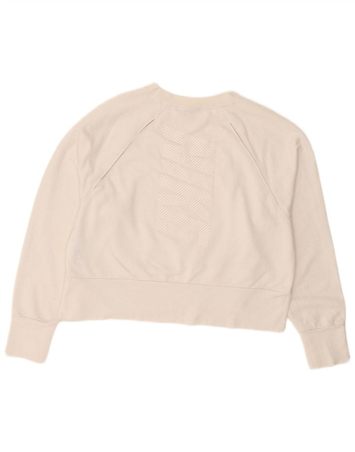Nike Womens Crop Sweatshirt Jumper UK 14 Médio Branco Poliéster