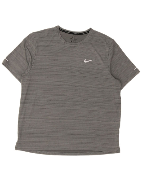 Camiseta Nike Masculina Dri Fit Top Grande Cinza Risca de Giz Poliéster
