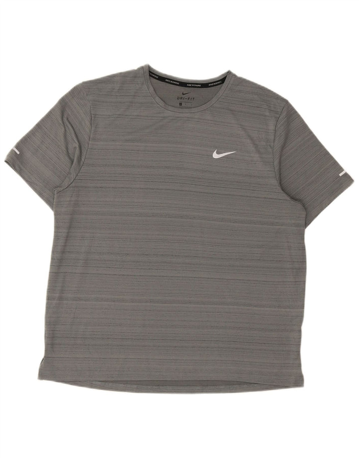 Camiseta Nike Masculina Dri Fit Top Grande Cinza Risca de Giz Poliéster