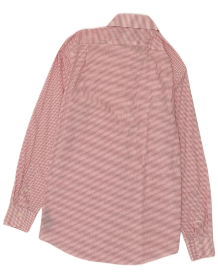 Camisa masculina Ralph Lauren tamanho 15 38 algodão xadrez rosa médio