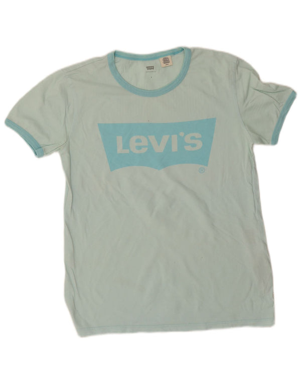 Camiseta feminina gráfica Levi's Top UK 10 pequeno algodão azul