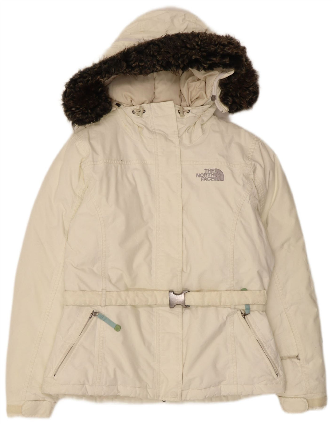 Jaqueta acolchoada com capuz feminina The North Face UK 14 Nylon bege médio