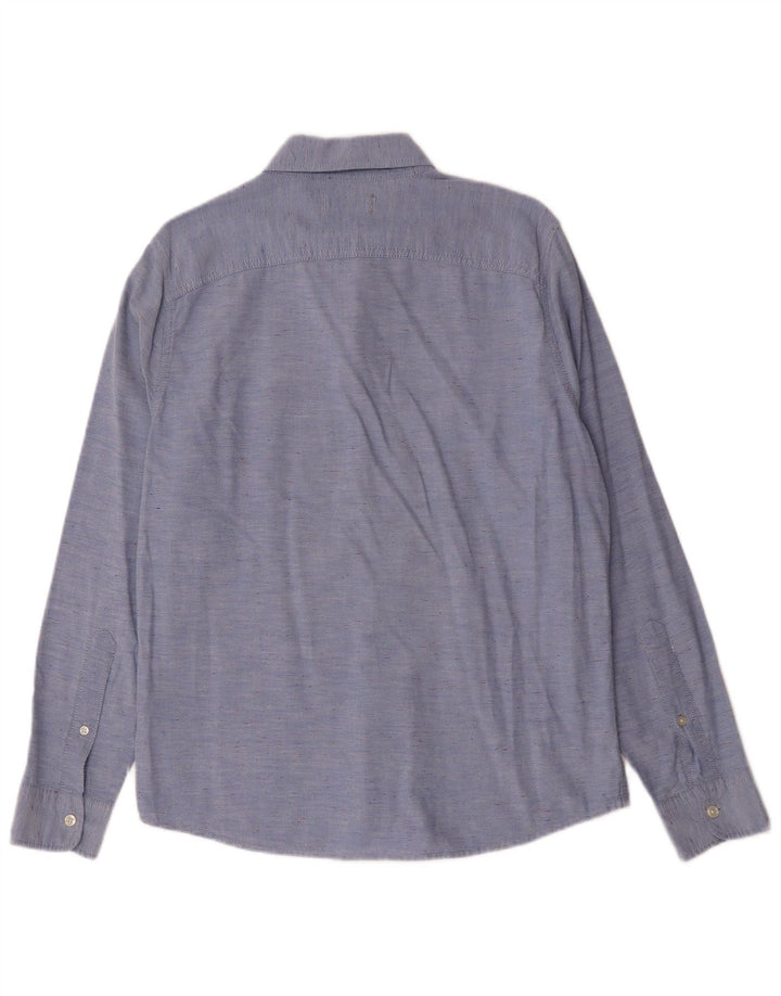 Camisa masculina Hollister grande algodão manchado azul