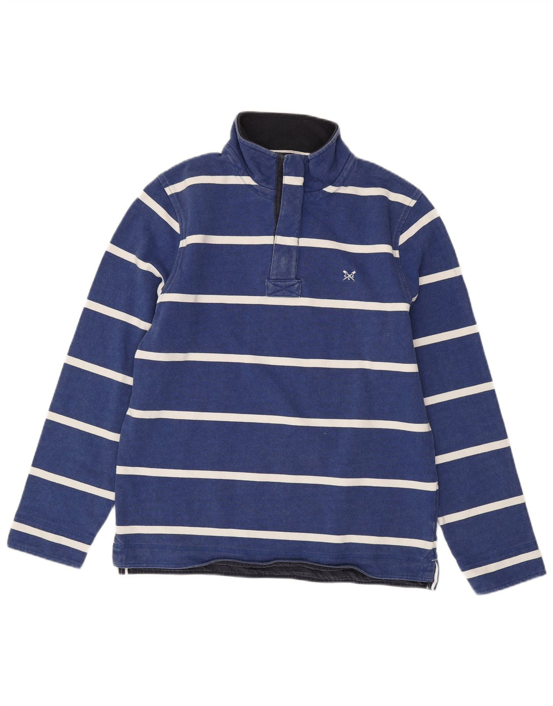CREW CLOTHING Suéter masculino com gola redonda e listrado azul médio