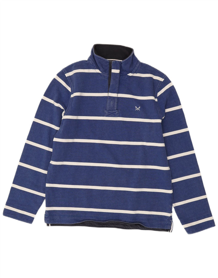 CREW CLOTHING Suéter masculino com gola redonda e listrado azul médio