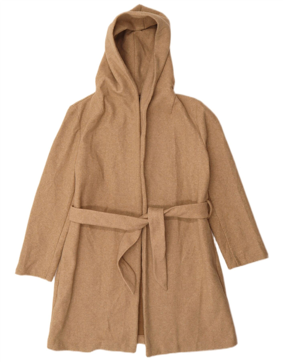 Sobretudo oversized com capuz feminino Zara UK 10 pequeno poliéster bege