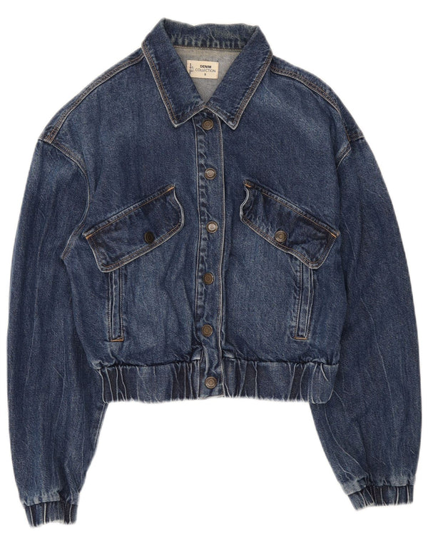 Jaqueta jeans feminina Tally Weijl UK 10 algodão azul pequeno