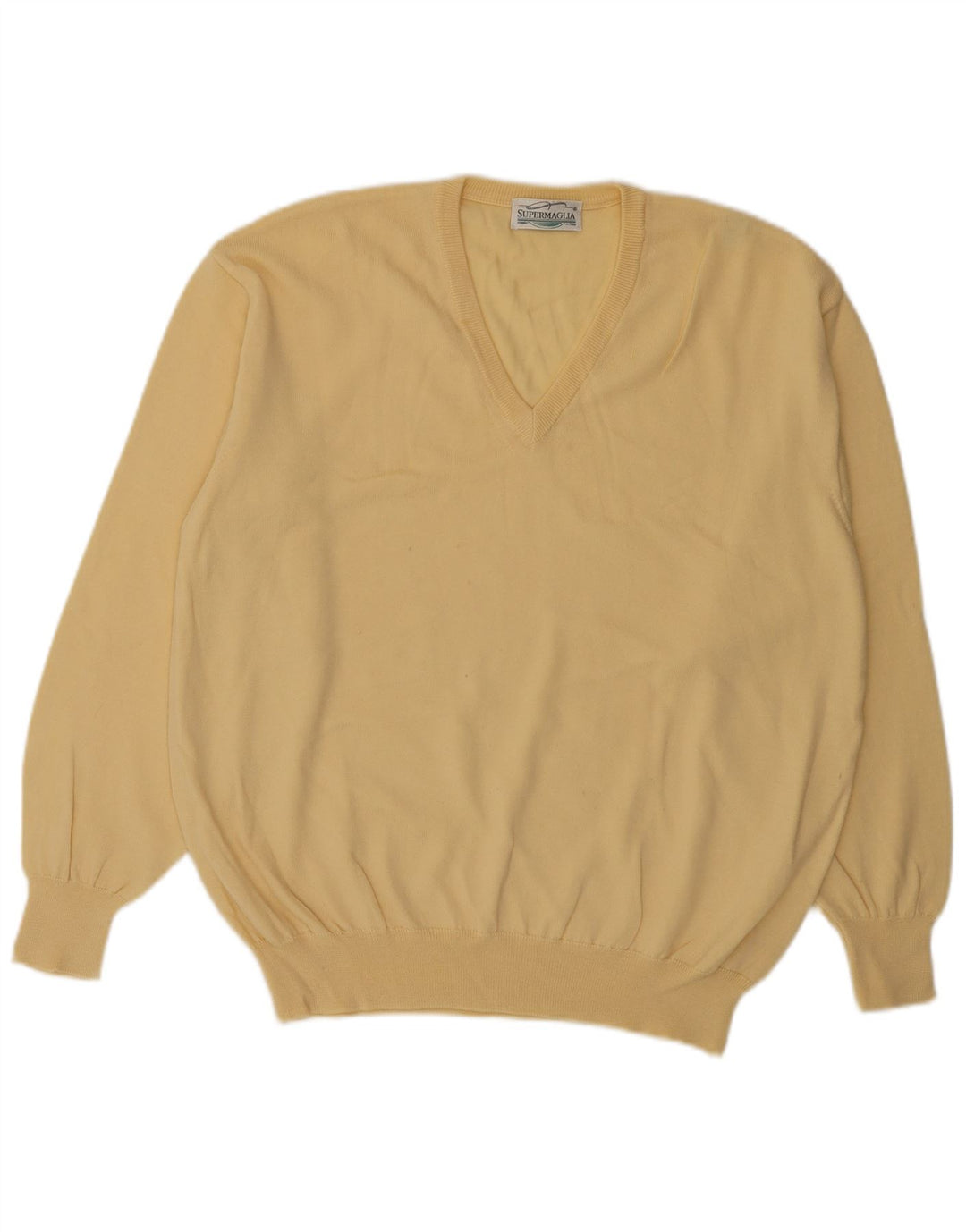 Suéter masculino Supermaglia com decote em V de lã amarela média