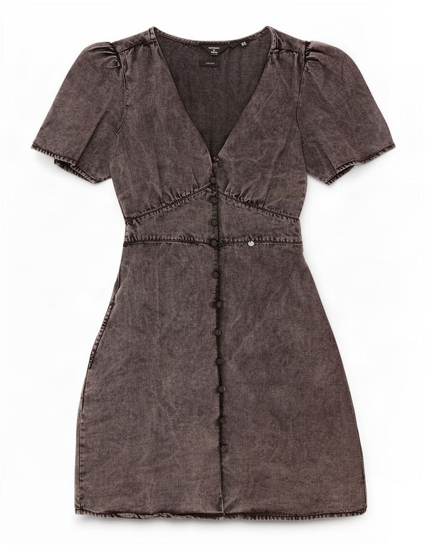 Vestido jeans feminino Superdry UK 10 pequeno cinza Lyocell