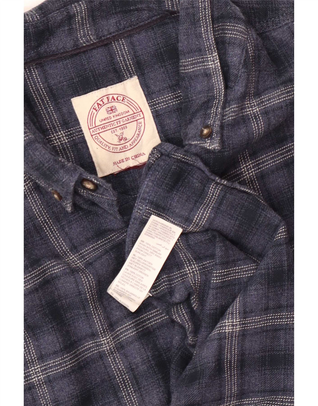 Camisa masculina de flanela Fat Face, algodão xadrez azul marinho médio