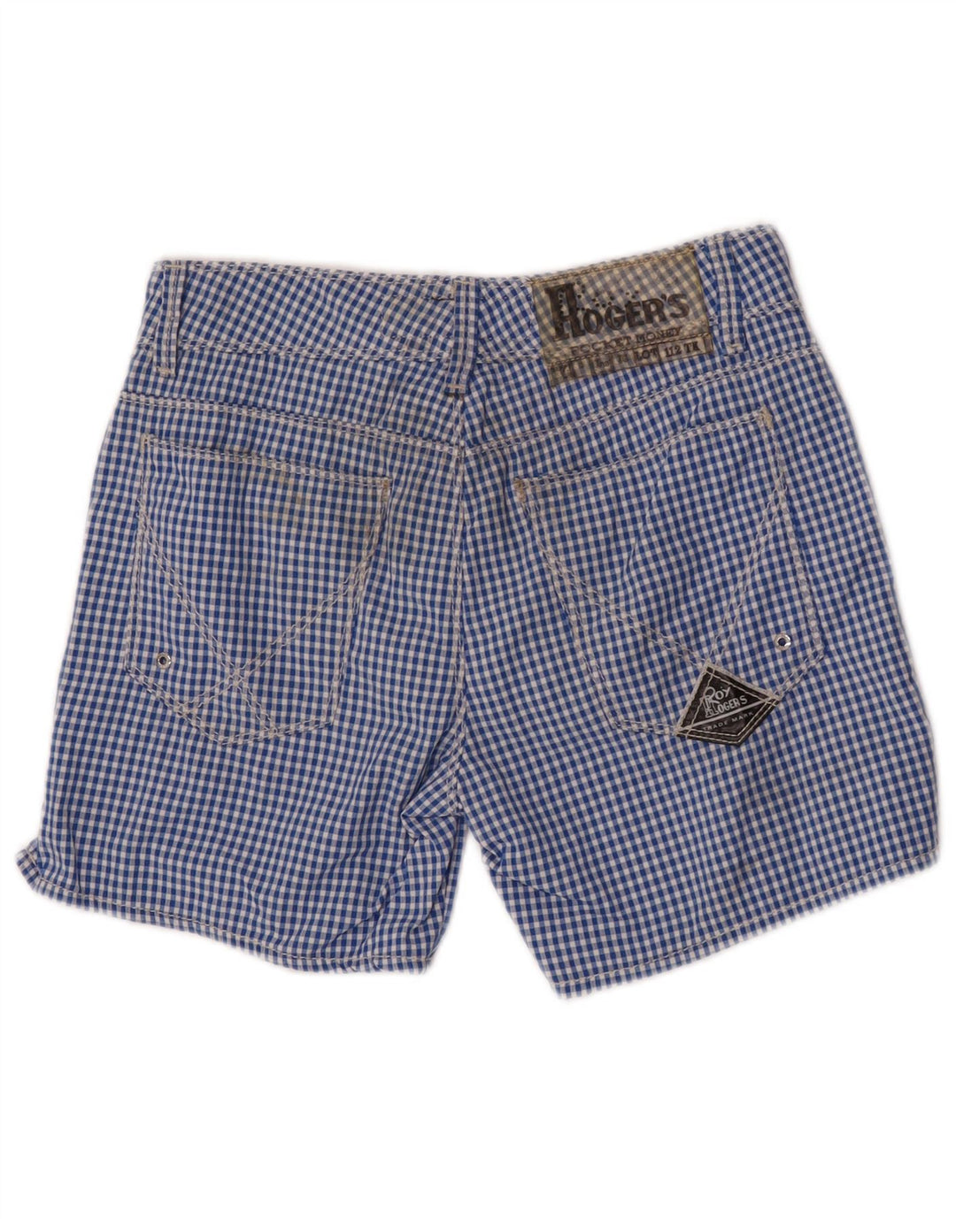 Roy Rogers Boys Chino Shorts 11-12 anos W26 Azul Gingham Poliamida