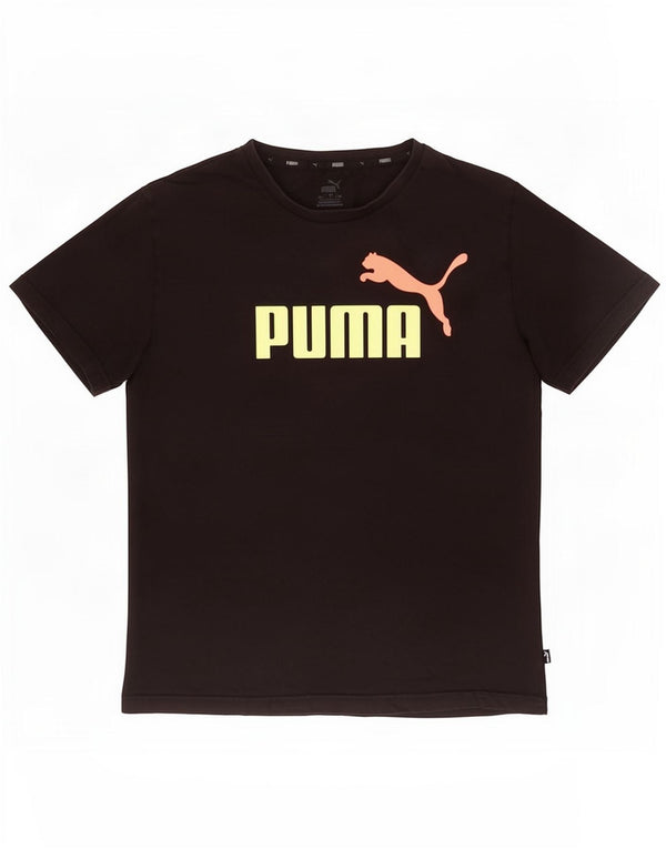 Puma Mens Graphic T-Shirt Top Médio Algodão Preto