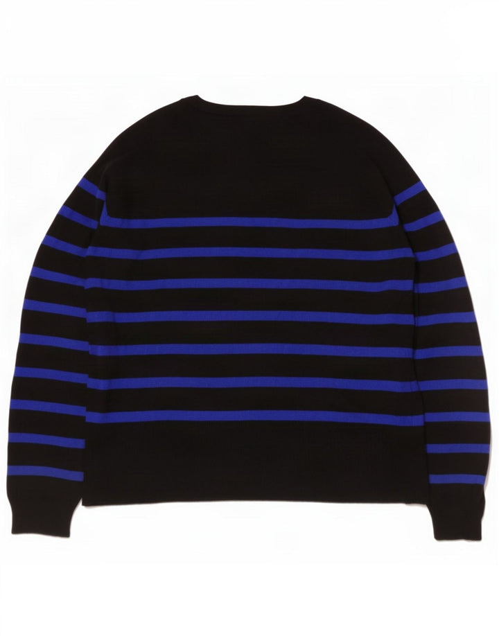 Suéter feminino Zara com gola redonda e listrado preto pequeno Reino Unido 10