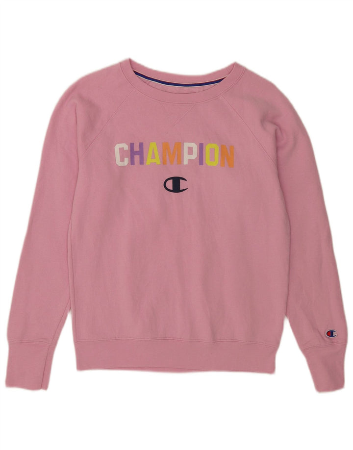 Jumper de moletom gráfico feminino Champion UK 10 pequeno poliéster rosa