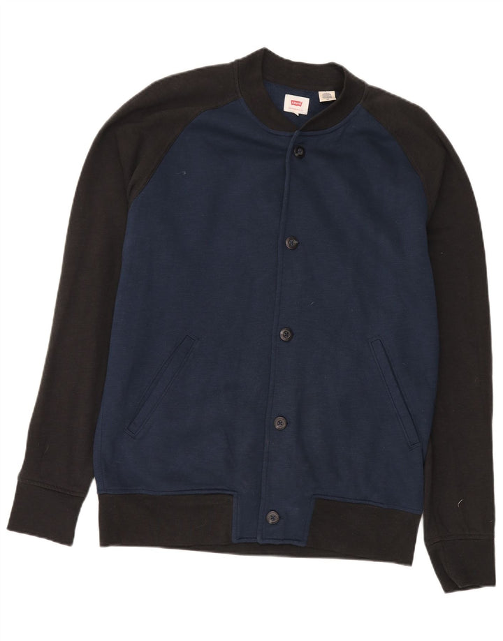 Jaqueta masculina LEVI'S Varsity UK 40 grande algodão colorblock azul marinho