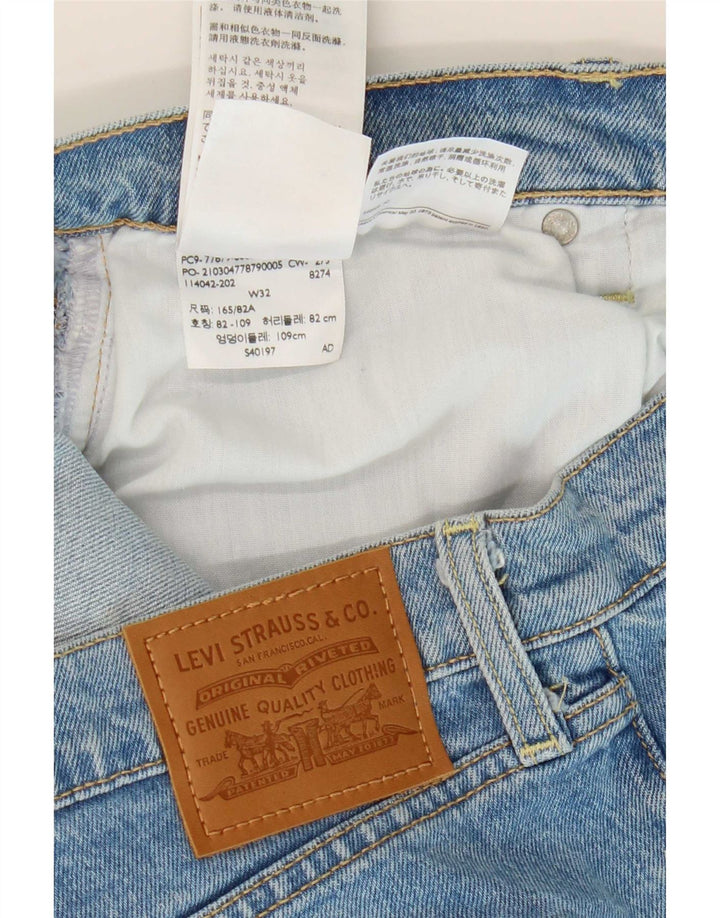 Shorts jeans feminino Levi's Ribcage W32 grande algodão azul