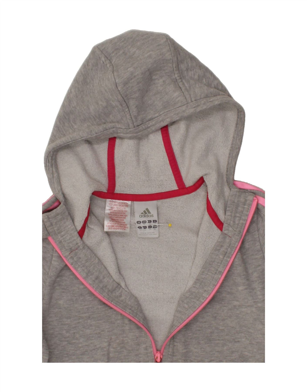ADIDAS Girls Graphic Zip Hoodie Sweater 7-8 Years Grey Vintage Adidas and Second-Hand Adidas from Messina Hembry 
