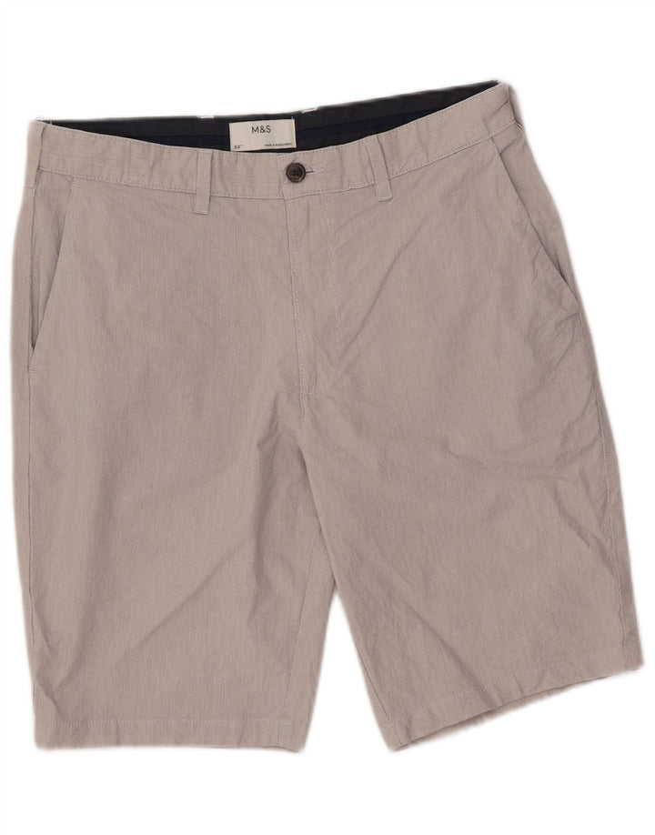 Shorts chino masculino Marks & Spencer W32 algodão listrado cinza médio