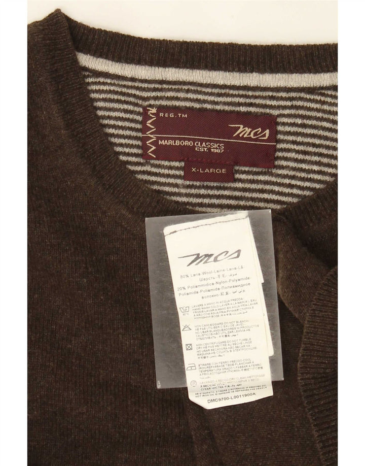 Suéter masculino Marlboro Classics com gola redonda XL lã marrom