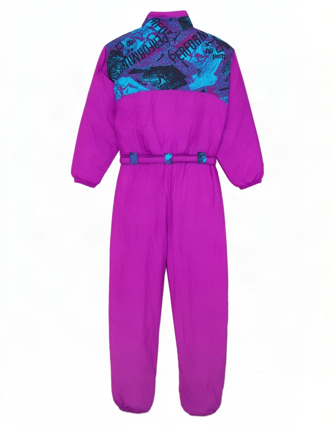 Macacão de esqui vintage feminino gráfico grande Reino Unido 16 grande roxo poliamida