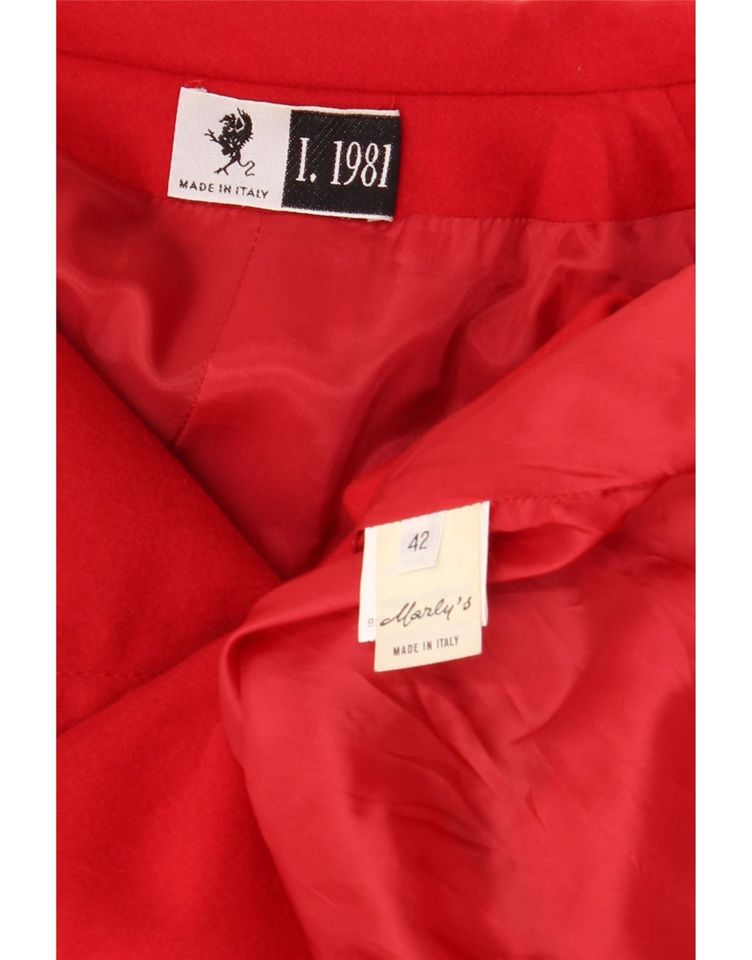 Casaco feminino vintage com peito duplo IT 42 lã vermelha média