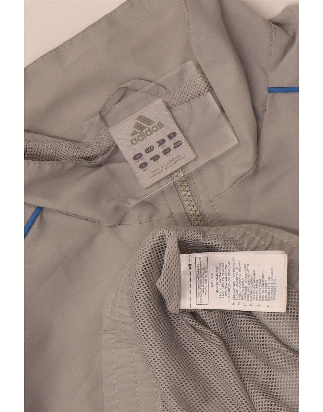 Adidas Mens Tracksuit Top Jacket UK 42/44 Grande Cinza Poliéster