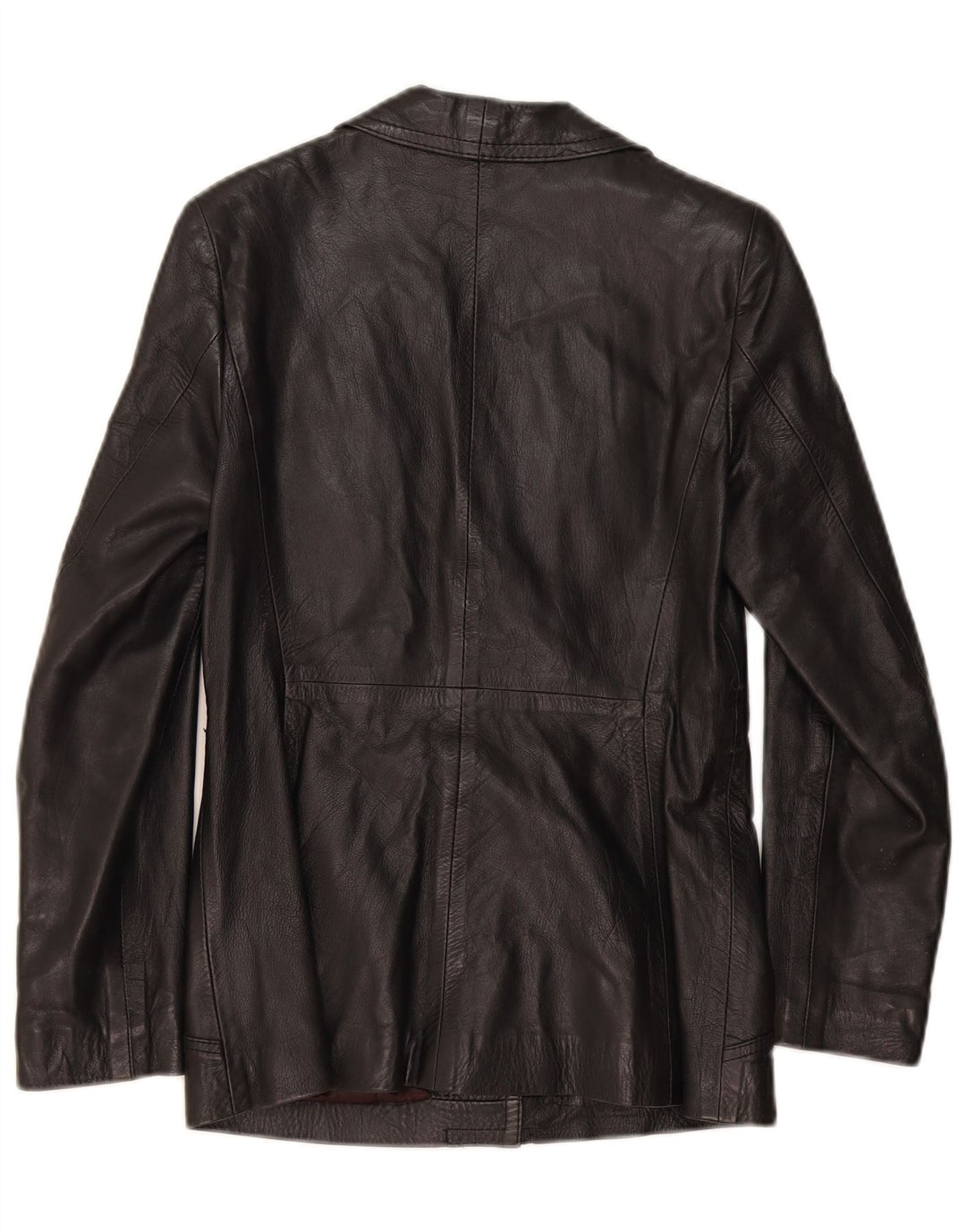 Jaqueta blazer feminina vintage de couro com 2 botões IT 44 couro preto médio