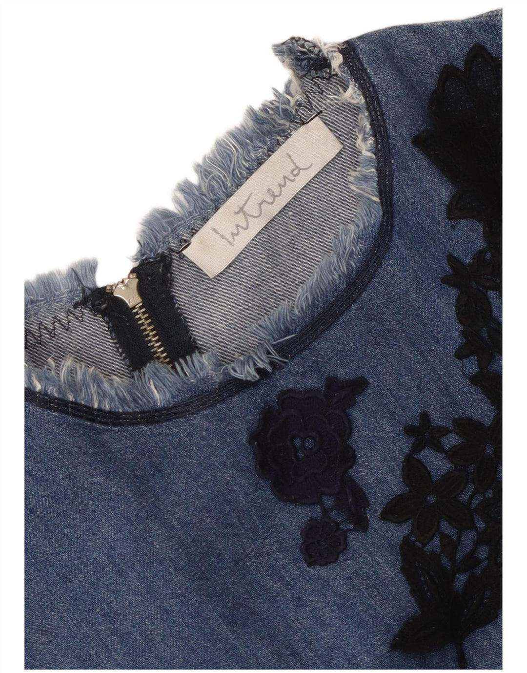 Vestido jeans feminino Intrend UK 14 azul médio floral