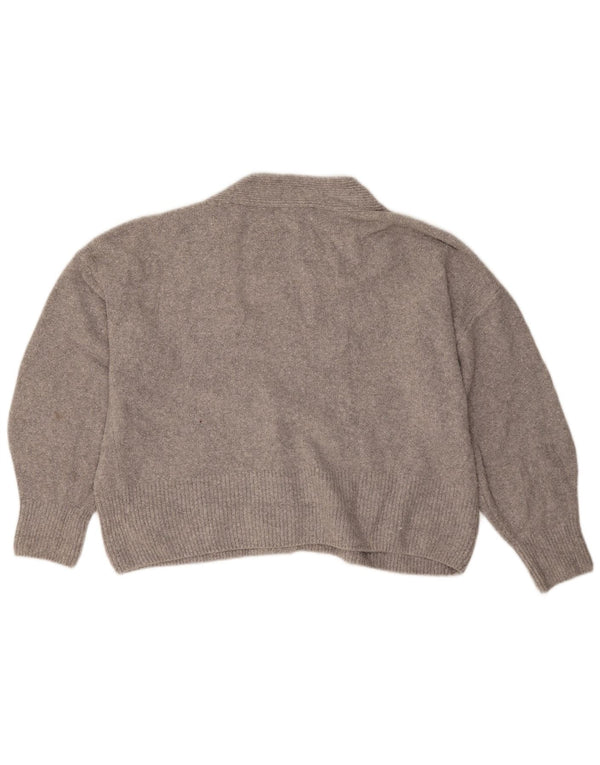Suéter cardigã feminino Marks & Spencer, corte grande, Reino Unido 18 XL, algodão cinza