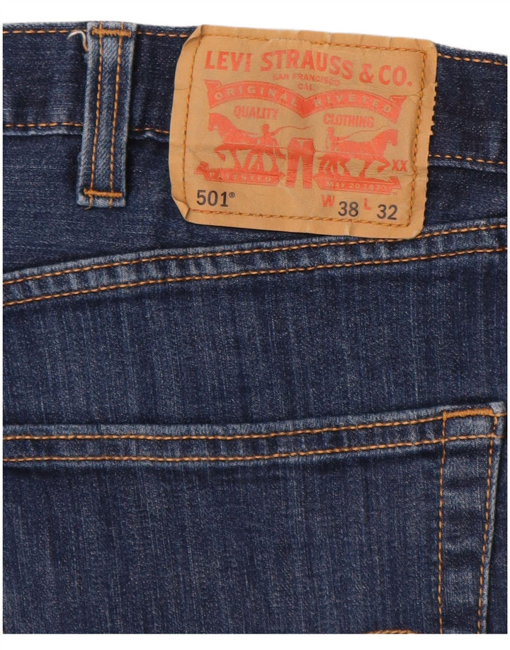 Levi's Masculino 501 Straight Jeans W38 L32 Azul Marinho Algodão