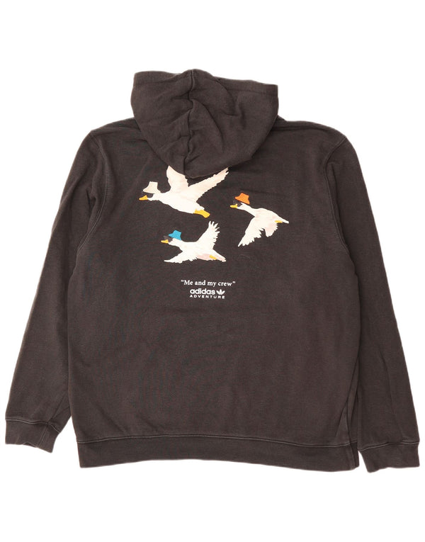 ADIDAS Mens Adventure Graphic Hoodie Jumper XL Preto Algodão