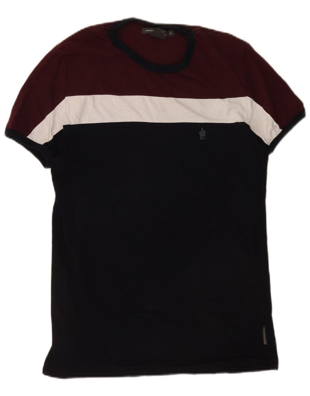 Camiseta masculina French Connection Top médio algodão colorblock cor de vinho