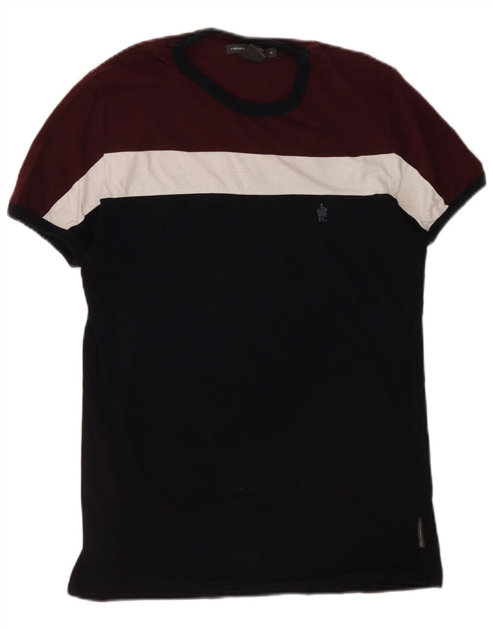 Camiseta masculina French Connection Top médio algodão colorblock cor de vinho