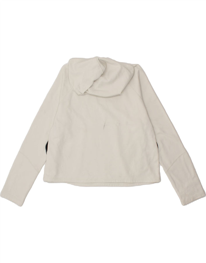 PUMA Womens Oversized Crop Hoodie Jumper UK 6 XS White Colourblock Vintage Puma and Second-Hand Puma from Messina Hembry 