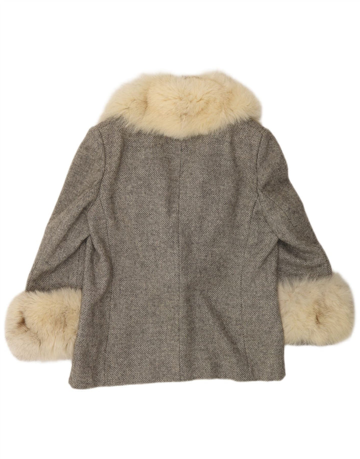 Jaqueta Blazer Feminina Vintage UK 16 Grande Cinza