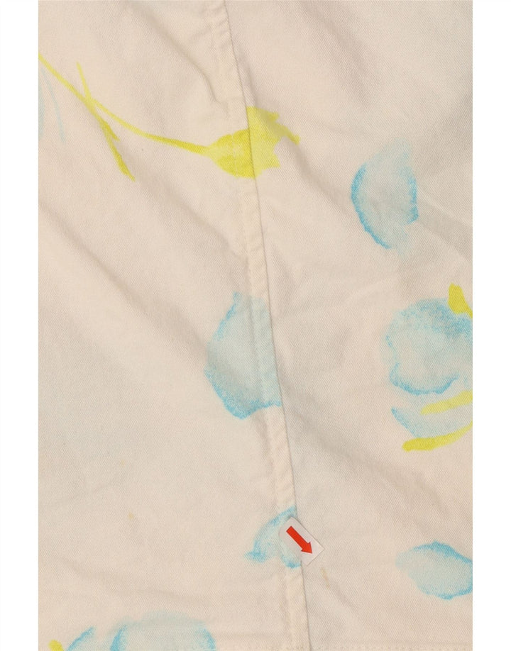 Saia jeans feminina FORT & MADOX W26 pequena floral off white